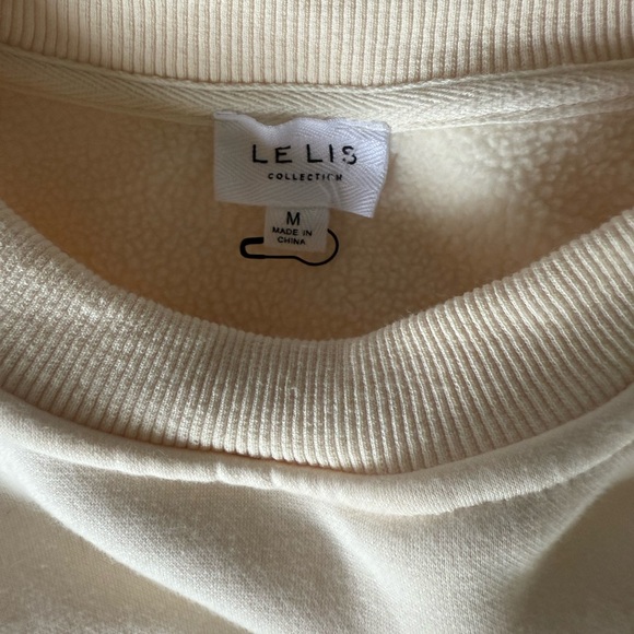 LE LIS White/Cream Embroidered “Good Vibes Only” Sweatshirt Medium - Picture 9 of 9